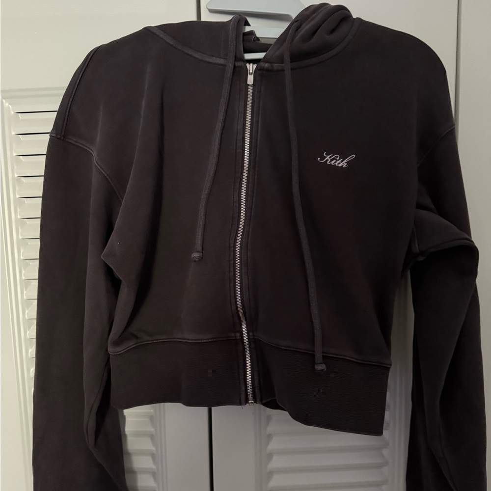 Kith Brown color women Cropped Hoodie